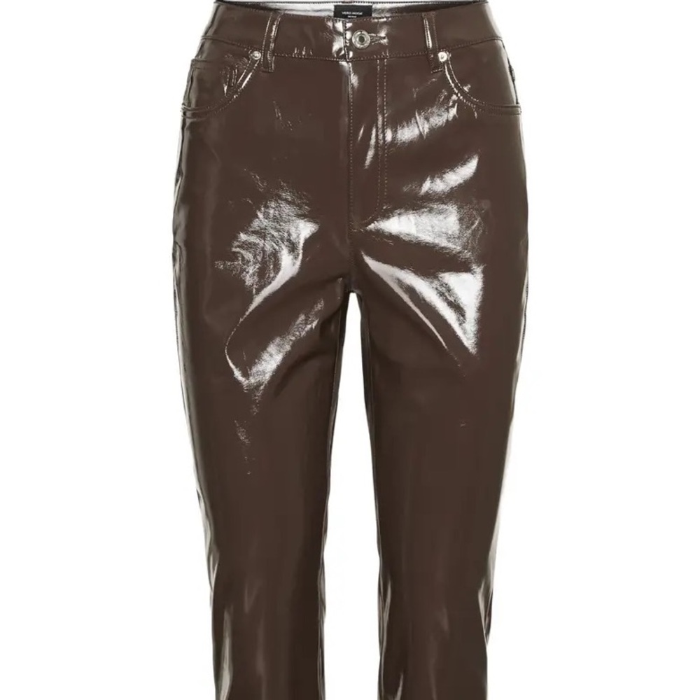 NWT Vero Moda Brown Slim Vinyl Pants